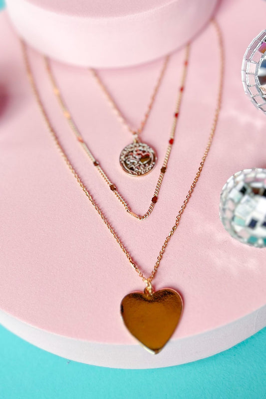 Gold Layered Heart Pendant Necklace, accessory, necklace, must have necklace, elevated style, heart necklace, ssys by MALLORY FITZSIMMONS