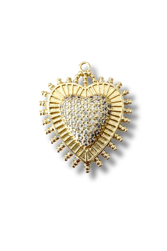 Gold Crystal Heart Charm