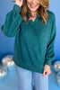 Hunter Green V Neck Collared Brushed Knit Long Sleeve Top, must have top, must have cozy top, must have style, elevated top, elevated cozy, winter style, cold style, mom style, shop style your senses by mallory fitzsimmons