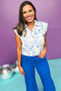 White Floral Collared Button Down Tucked Detail Top, must have top, must have style, summer style, spring fashion, elevated style, elevated top, mom style, shop style your senses by mallory fitzsimmons, ssys by mallory fitzsimmons