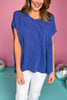 Royal Blue V Neck Handkerchief Hem Top, ribbed top, must have top, must have style, summer style, spring fashion, elevated style, elevated top, mom style, shop style your senses by mallory fitzsimmons, ssys by mallory fitzsimmons  Edit alt text