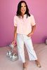 SSYS The Marley Button Puff Sleeve Top In Light Pink, ssys the lablel, ssys top, elevated top, work top, office top, spring fashion, spring top, button down top, must have top, mom style, shop style your senses by mallory fitzsimmons, ssys by mallory fitzsimmons