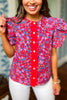 SSYS The Everly Scallop Trim Puff Sleeve Top In Red Floral, ssys top, ssys the label, elevated top, must have top, Fourth of July collection, must have style, mom style, summer style, shop style your senses by MALLORY FITZSIMMONS, ssys by MALLORY FITZSIMMONS