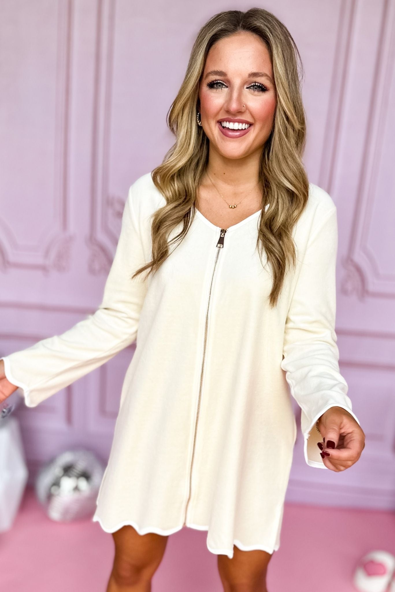 SSYS Ivory Long Sleeve Get Ready Robe™, SSYS the label, elevated robe, elevated get ready robe, must have robe, must have gift, elevated gift, mom style, elevated style, chic style, conventional style, shop style your senses by mallory fitzsimmons