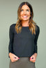 *ETA 8 WEEKS* SSYS Ribbed Long Sleeve Active Top In Black