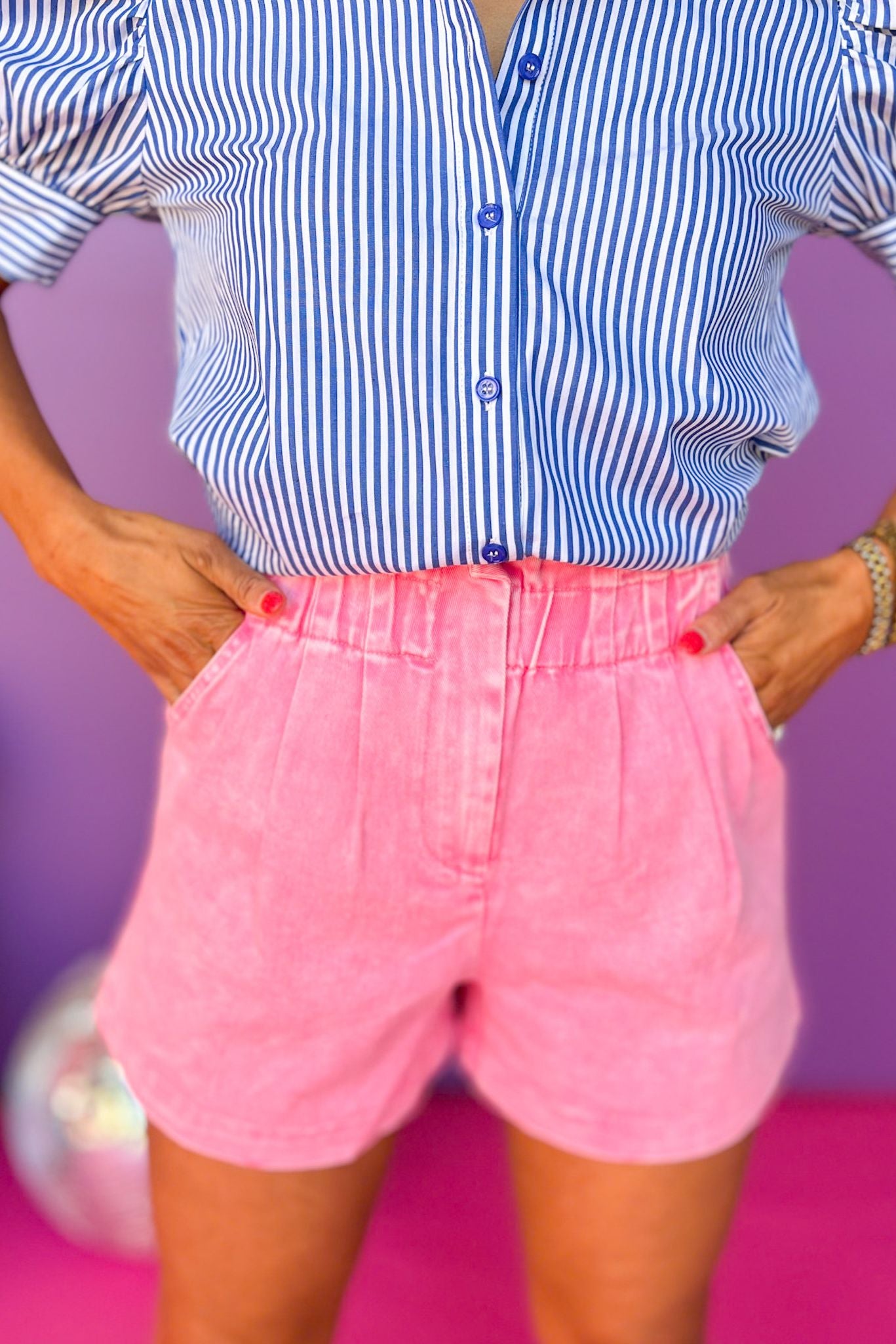 Pink Paperbag Zipper Front Denim Shorts, must have shorts, elevated shorts, spring fashion, spring shorts, mom style, summer fashion, shop style your senses by Mallory Fitzsimmons, ssys by Mallory Fitzsimmons