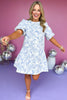 Blue Round Neck Short Bubble Sleeve High Low Ruffle Skirt Dress, Floral dress, spring dress, church dress, spring style, church style, elevated style, mom style, shop style your senses by mallory fitzsimmons, ssys by mallory fitzsimmons