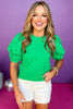 Green Layered Bubble Short Sleeve Top, office top, office wear, must have top, must have style, summer style, spring fashion, elevated style, elevated top, mom style, shop style your senses by mallory fitzsimmons, ssys by mallory fitzsimmons