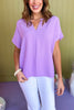 Lavender Bubble Airflow Split Neck Top *FINAL SALE* *Final Sale*, saturday steal, must have top, must have basic, basic top, elevated basic, closet staple, spring fashion, spring top, shop style your senses by mallory fitzsimmons, ssys by mallory fitzsimmons