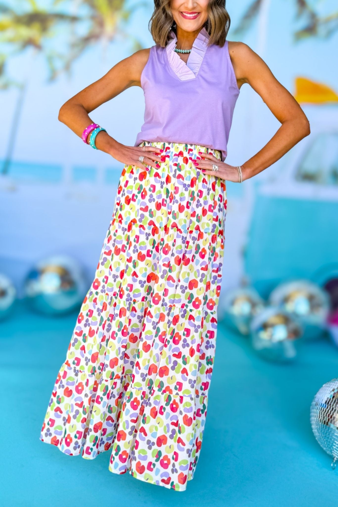 SSYS The Sadie Maxi Skirt In Animal, ssys the label, spring break skirt, spring break style, spring fashion affordable fashion, elevated style, bright style, printed skirt, mom style, shop style your senses by mallory fitzsimmons, ssys by mallory fitzsimmons