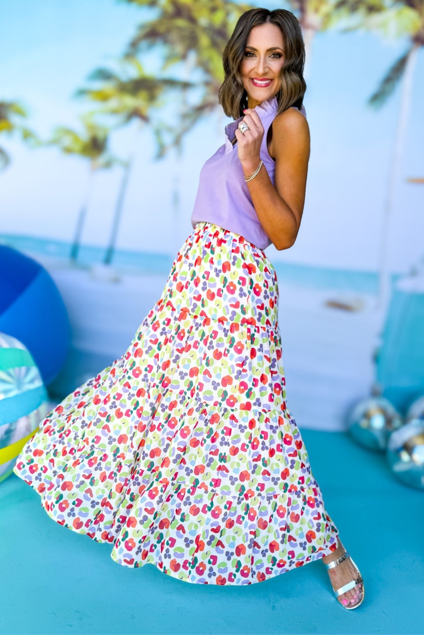 SSYS The Sadie Maxi Skirt In Animal, ssys the label, spring break skirt, spring break style, spring fashion affordable fashion, elevated style, bright style, printed skirt, mom style, shop style your senses by mallory fitzsimmons, ssys by mallory fitzsimmons