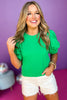 Green Layered Bubble Short Sleeve Top, office top, office wear, must have top, must have style, summer style, spring fashion, elevated style, elevated top, mom style, shop style your senses by mallory fitzsimmons, ssys by mallory fitzsimmons  Edit alt text