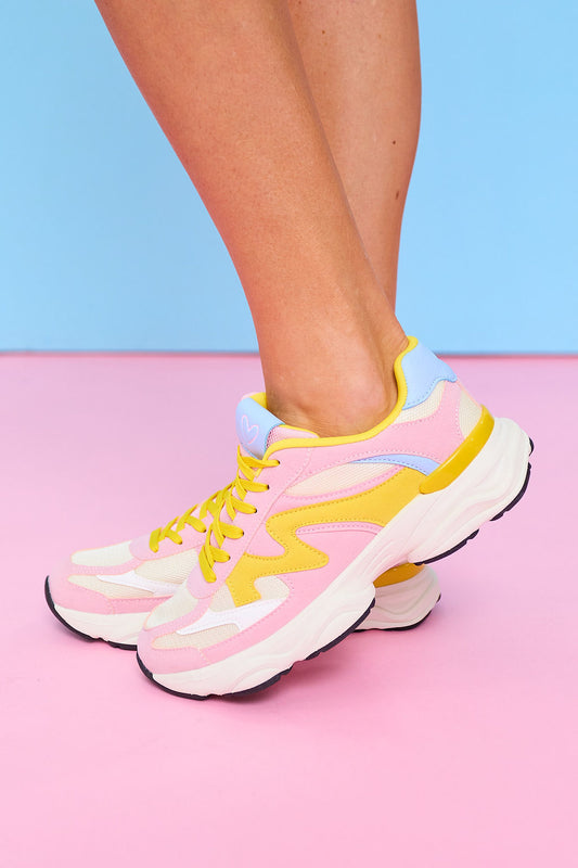 Multi Color Contrast Platform Sneakers