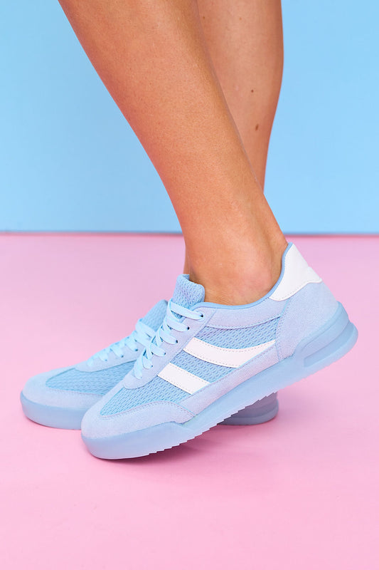 Blue Suede Double Striped Sneakers