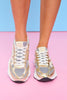 Gold Metallic Contrast Platform Sneakers