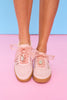 Pink Suede Woven Panel Sneakers