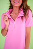SSYS Zoey Short Sleeve Ruffle Collar Zip Air Dress In Pink