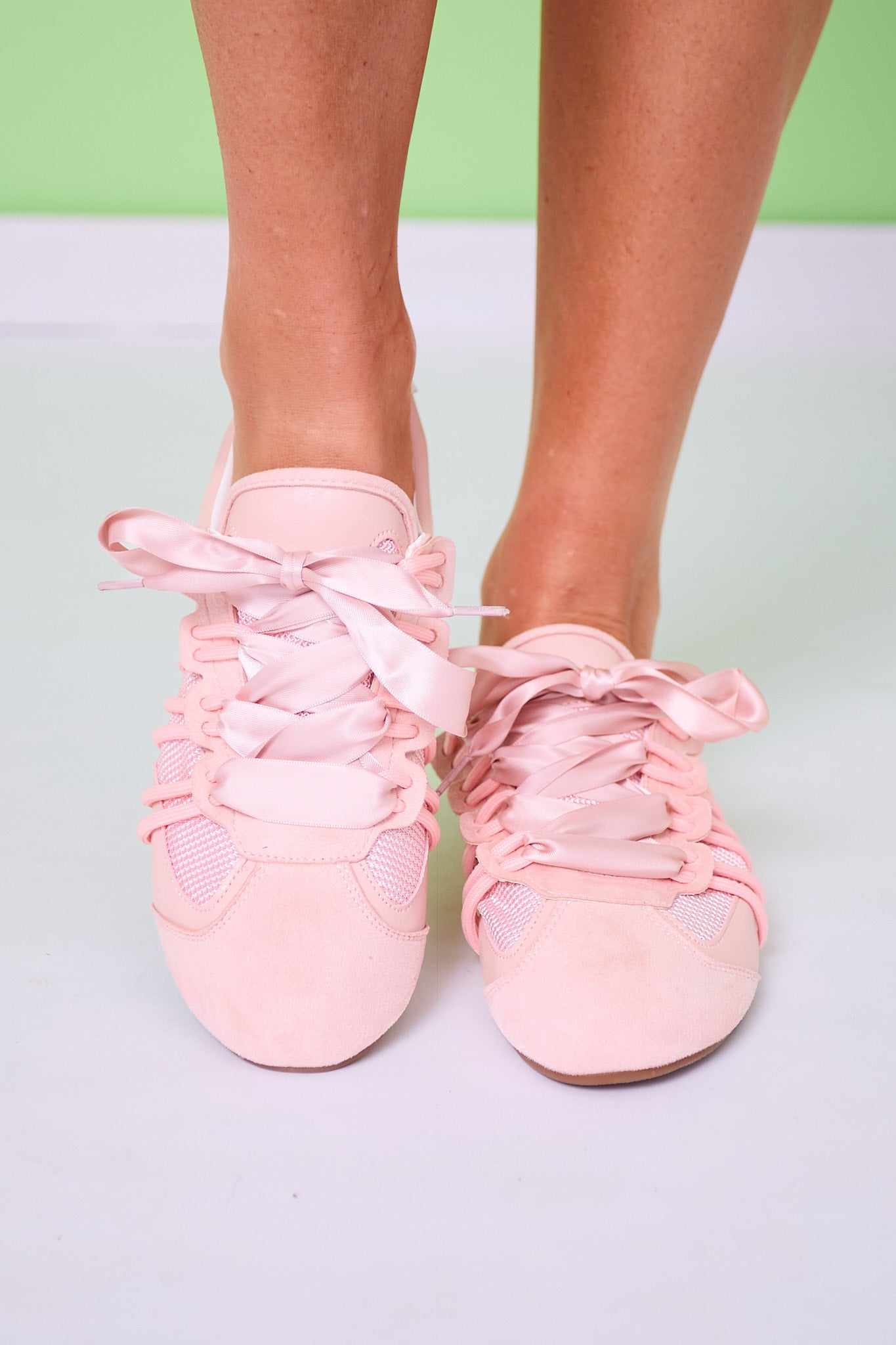 Shu Shop Pink Ballet Lace Up Sneakers