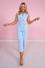 SSYS Jules Belted Sleeveless Vest In Light Blue