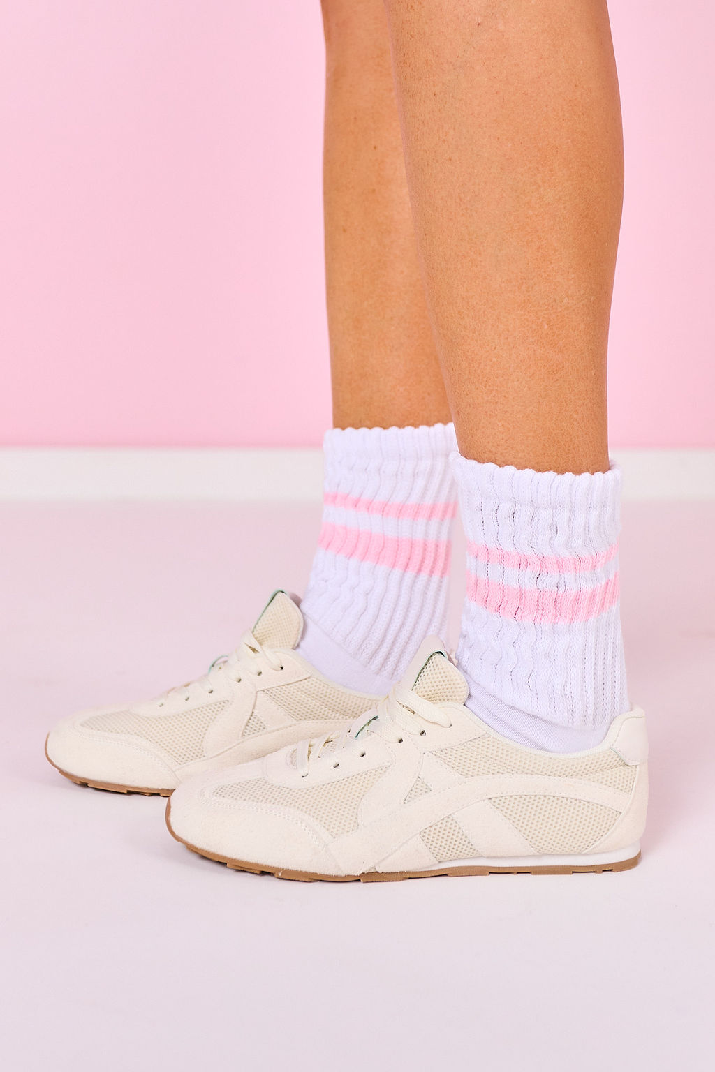 SSYS Light Pink Stripe Chunky Knit Socks
