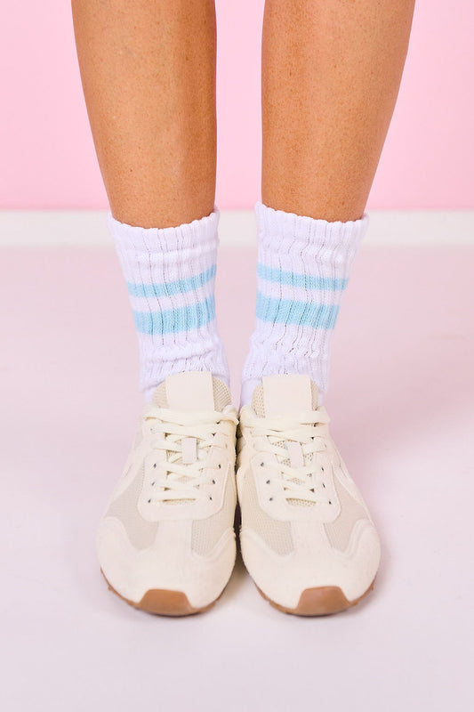 SSYS Light Blue Stripe Chunky Knit Socks