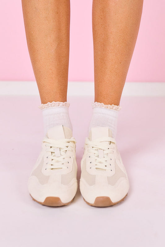 SSYS White Ruffle Lace Ankle Socks