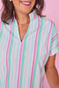 SSYS Susie Short Sleeve Striped Top In Lavender Stripe