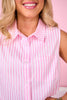 SSYS Collins Preppy Stripe Sleeveless Top In Pink