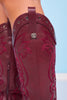 Deep Maroon Grommet Embroidery Detail Boots
