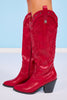 Red Grommet Embroidery Detail Boots
