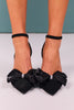 Black Bow Block Heel Pumps