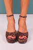 Brown Spotted Animal Platform Heels