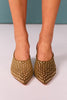 Olive Wedge Mule with Gold Studs