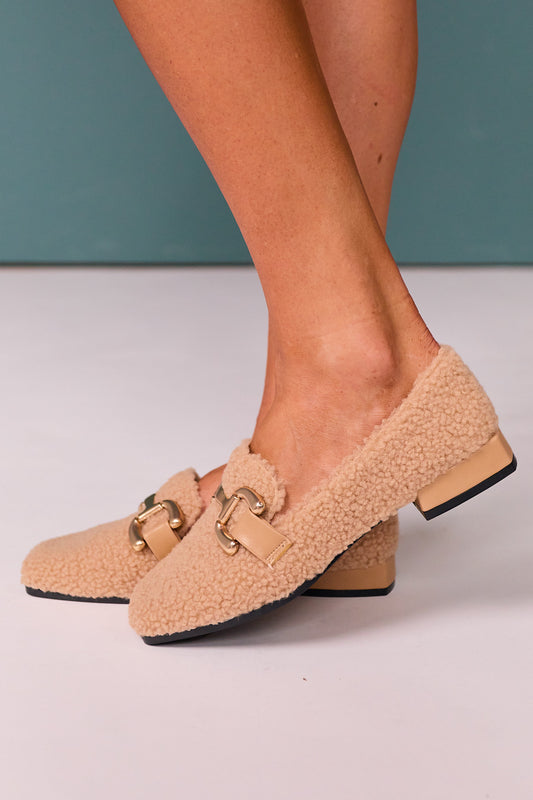 Shu Shop Beige Sherpa Horsebit Loafers