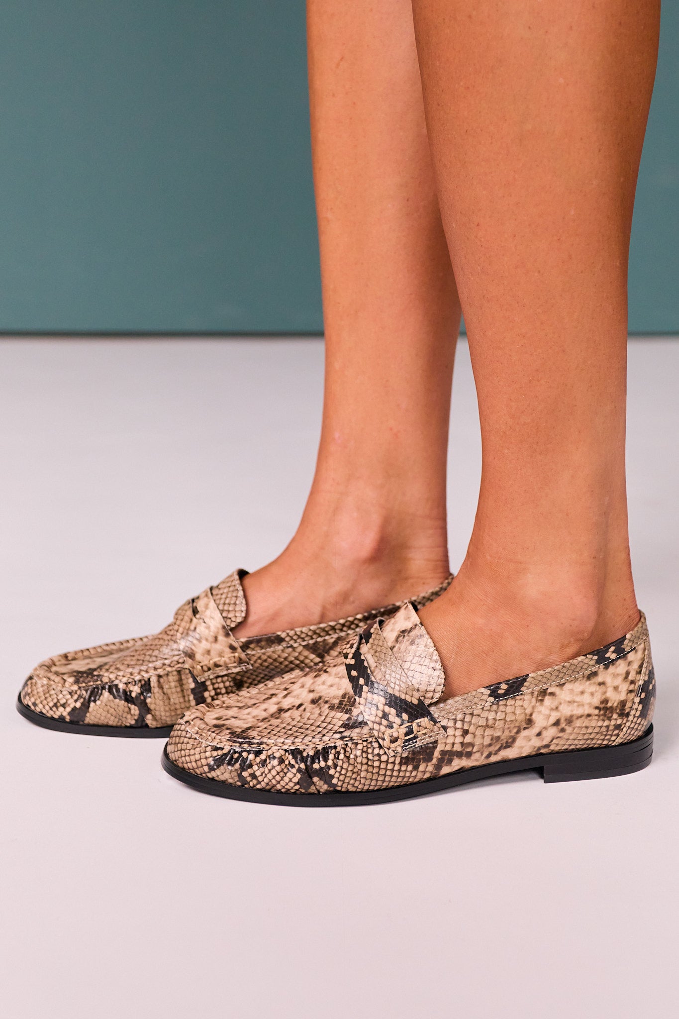 Shu Shop Faux Leather Scale Texture Loafers