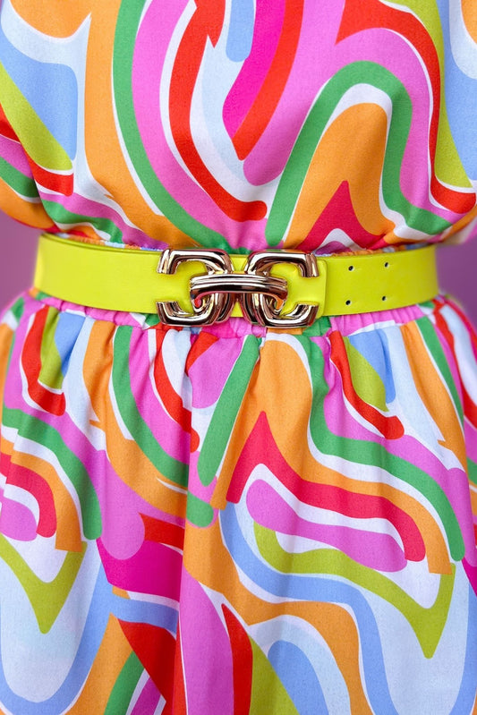 Lime Green 3D Linked Chain Belt, accessory, belt, must have belt, spring accessory, summer accessory, shop style your senses by mallory fitzsimmons, ssys by mallory fitzsimmons