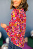 Magenta Floral Frill Neck Poet Sleeve Top, elevated style, elevated top, mom style, mom chic, floral top, must have top, must have style, must have print, fall fashion, fall style, shop style your senses by mallory fitzsimmons