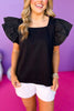 Black Square Neck Ruffle Sleeve Top, flutter sleeve top, must have top, must have style, summer style, spring fashion, elevated style, elevated top, mom style, shop style your senses by mallory fitzsimmons, ssys by mallory fitzsimmons  Edit alt text