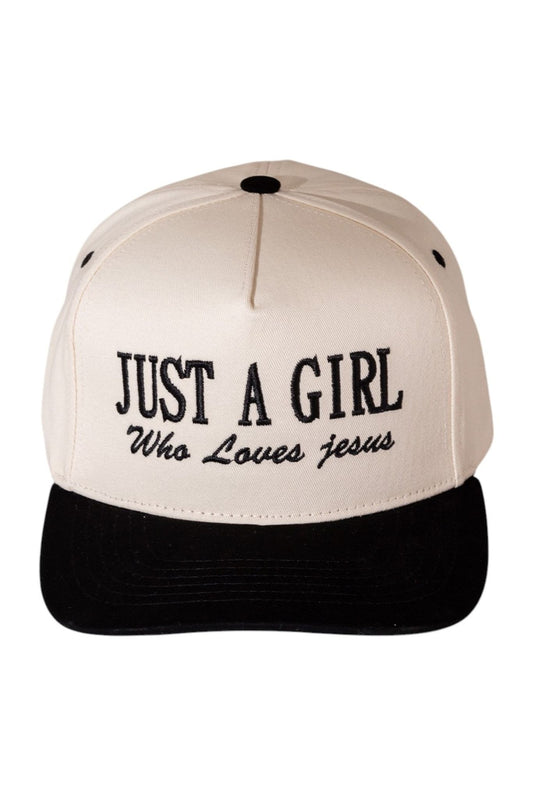Black Just A Girl Embroidered Hat