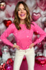 Pink Heart Embroidered Long Sleeve Sweater, must have sweater, must have style, valentines style, valentines fashion, elevated style, elevated dress, mom style, valentines collection, winter sweater, shop style your senses by mallory fitzsimmons