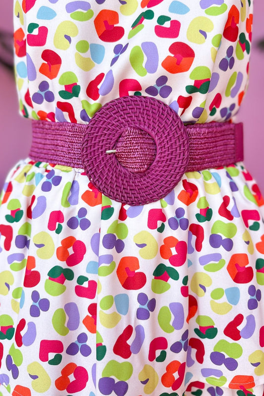 Magenta Rattan Round Buckle Stretch Belt, accessory, belt, must have belt, spring accessory, summer accessory, shop style your senses by mallory fitzsimmons, ssys by mallory fitzsimmons