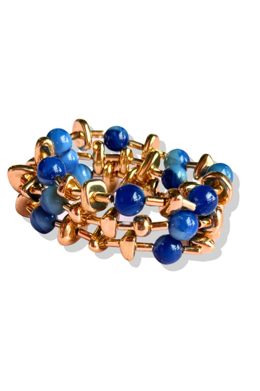 Blue Bead Stretch Bracelet Set *FINAL SALE*