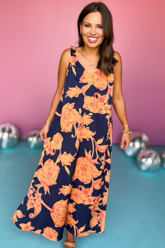 Navy Floral Print Side Slit Maxi Dress, must have dress, must have style, weekend style, brunch style, spring fashion, elevated style, elevated style, mom style, shop style your senses by mallory fitzsimmons, ssys by mallory fitzsimmons