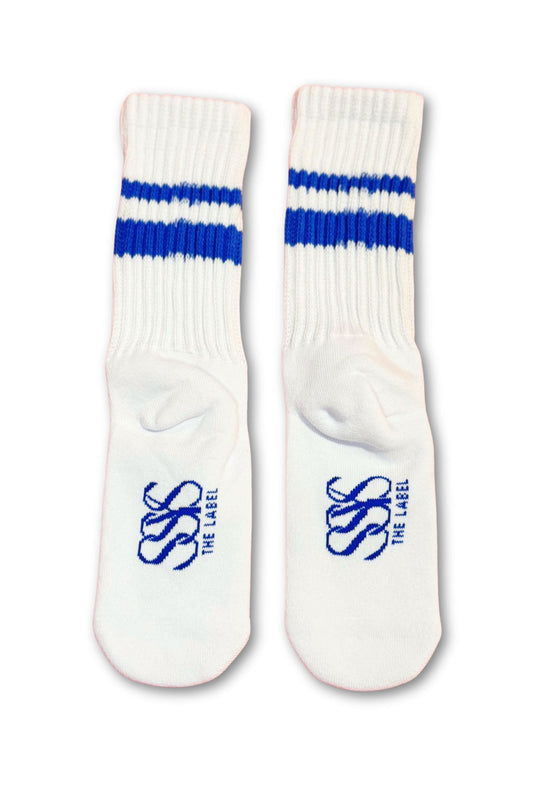 SSYS White Blue Stripe Chunky Knit Socks