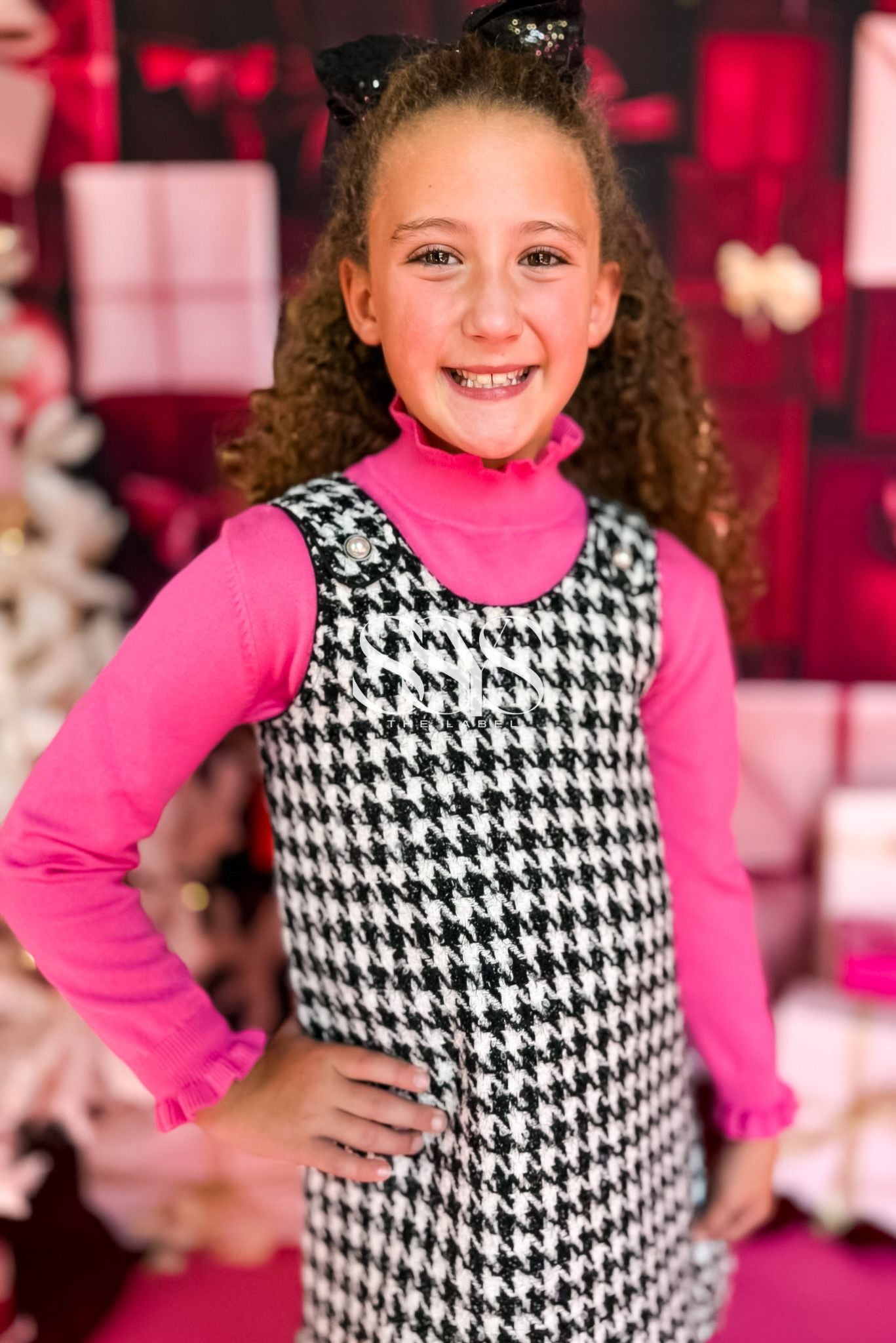 SSYS Kids Joyelle Sparkle Houndstooth Tweed Jumper Dress
