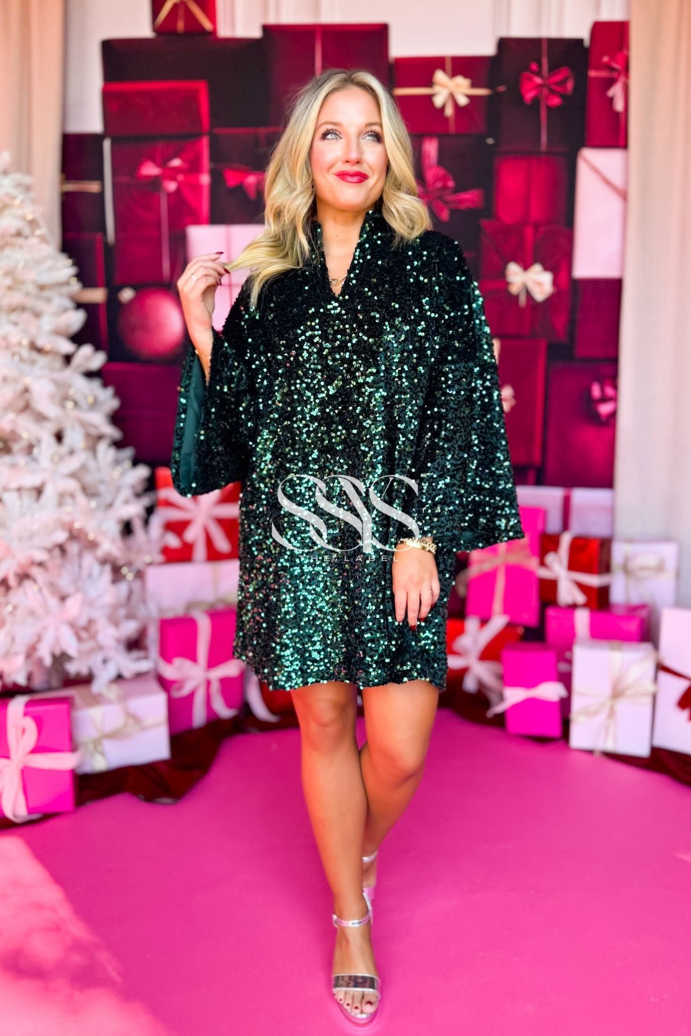 SSYS Ruby Sequin Caftan Dress In Hunter