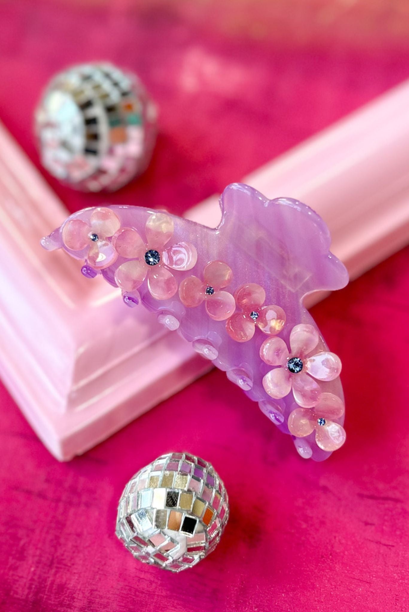 Lilac Flower Acrylic Clip, accessory, clip, must have clip, shop style your senses by Mallory Fitzsimmons, ssys by Mallory Fitzsimmons