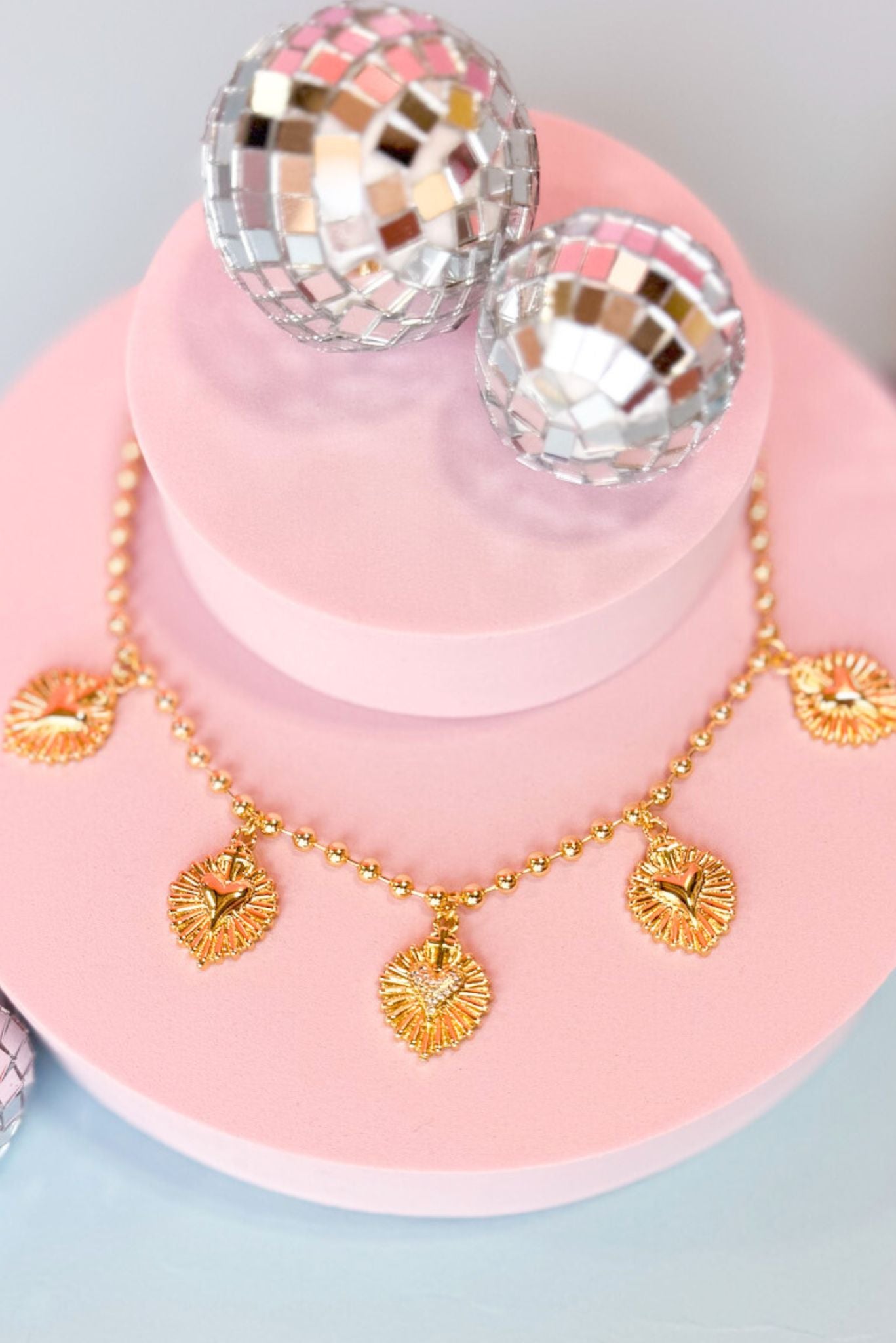 Gold 18K Plated 18" Multi Heart Pendant Necklace, accessory, necklace, statement accessory, statement necklace, gold accessory, gold necklace, multi heart pendant necklace, gold multi heart pendant necklace, must have accessory, must have necklace, elevated accessory, elevated necklace, elevated style, elevated styling, Shop Style Your Senses by Mallory Fitzsimmons, SSYS by Mallory Fitzsimmons