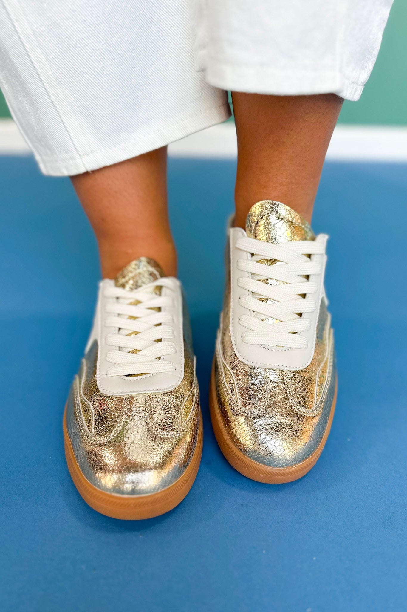 Gold Metallic Slip On Sneakers