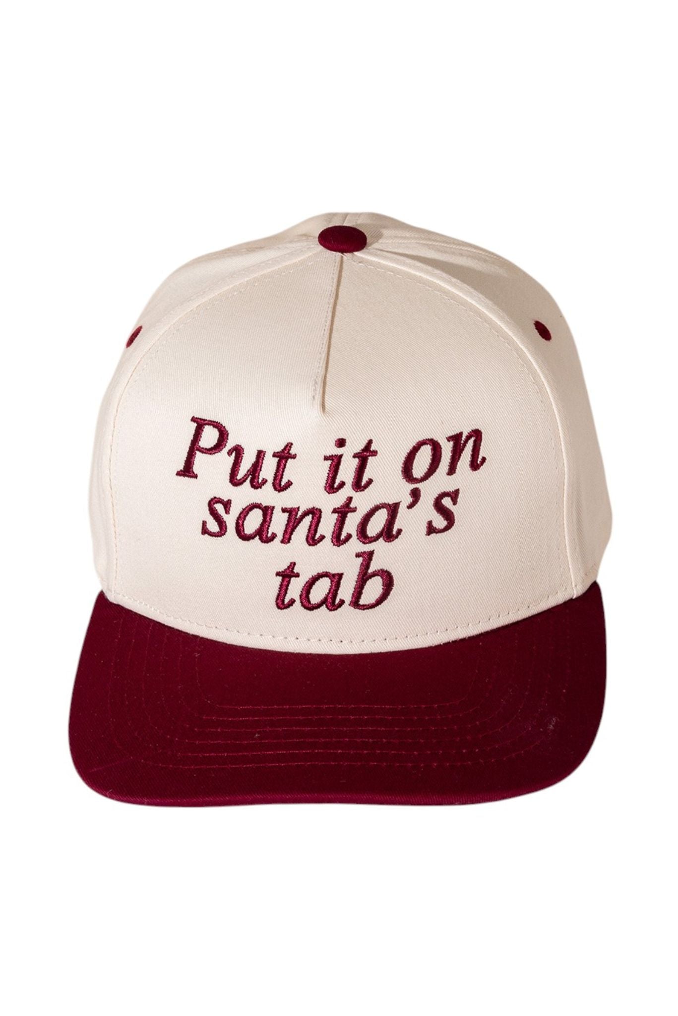 Burgundy Put It On Santas Tab Embroidered Hat